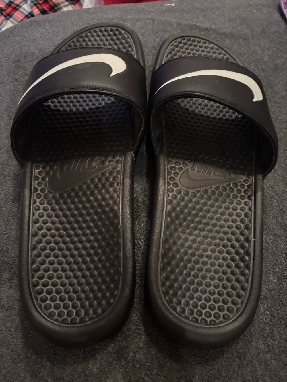 NWOT Nike Benassi Black Swoosh Slides